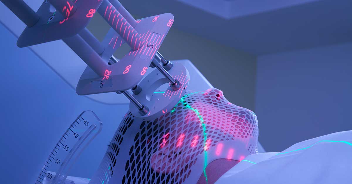 Man Receiving Electron Radiation (Radiotherapy) for Cancer Treatment