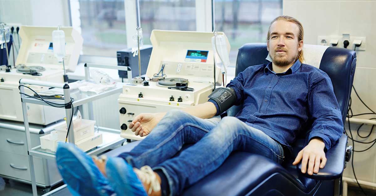 Man donating plasma
